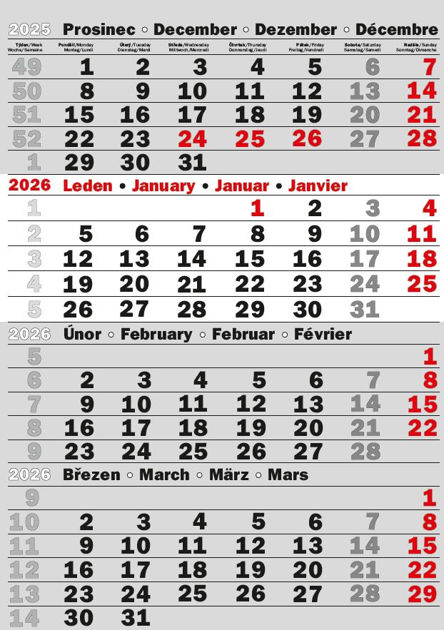 Čtyřměsíční kalendář 2026